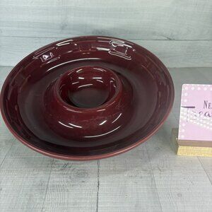 Longaberger Pottery WOVEN TRADITIONS PAPRIKA Basketweave One Piece Chip & Dip